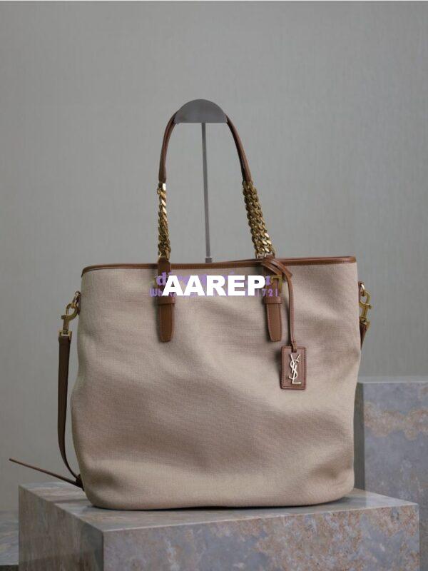 Replica YSL Saint Laurent In Canvas And Vegetable-tanned Leather North-South 781302 Desert Dust And Brick 3