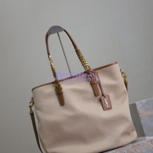 Replica YSL Saint Laurent In Canvas And Vegetable-tanned Leather North-South 781302 Desert Dust And Brick 2