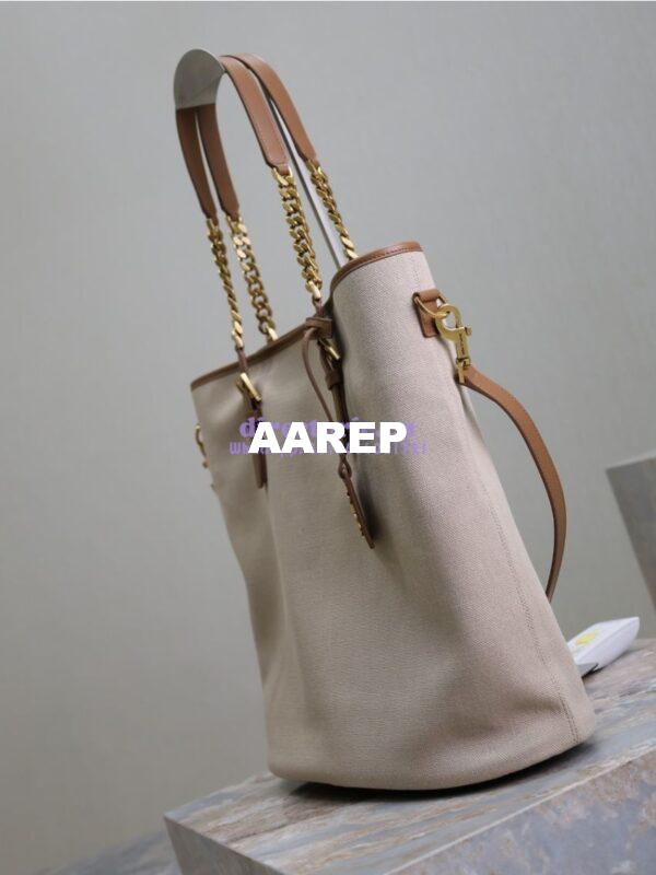 Replica YSL Saint Laurent In Canvas And Vegetable-tanned Leather North-South 781302 Desert Dust And Brick 6