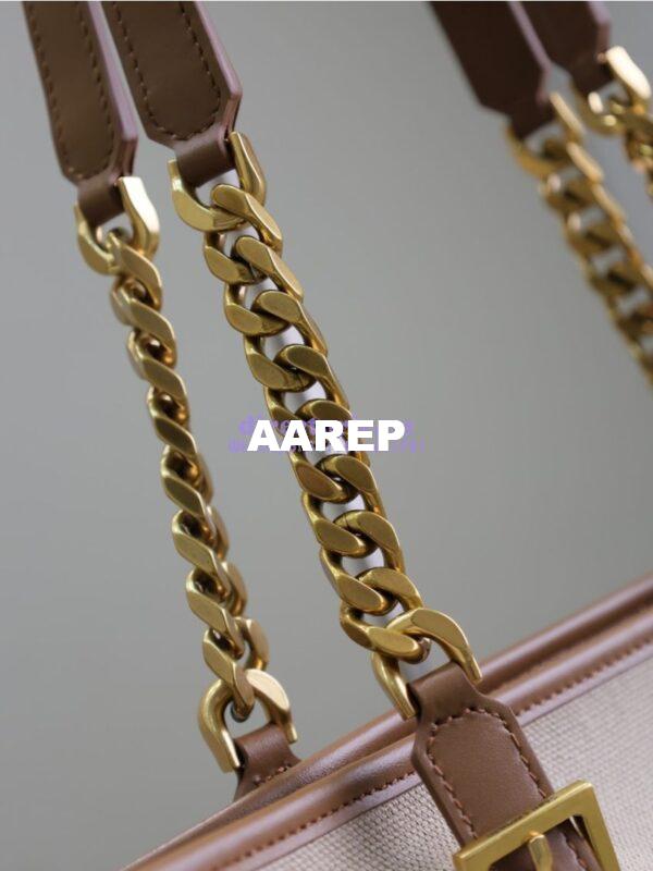 Replica YSL Saint Laurent In Canvas And Vegetable-tanned Leather North-South 781302 Desert Dust And Brick 12
