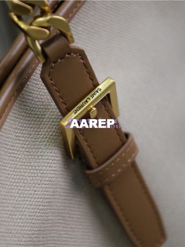 Replica YSL Saint Laurent In Canvas And Vegetable-tanned Leather North-South 781302 Desert Dust And Brick 13
