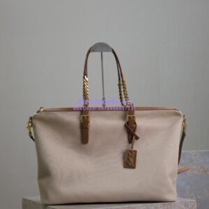 Replica YSL Saint Laurent In Canvas And Vegetable-tanned Leather East-West 773705 Desert Dust And Brick