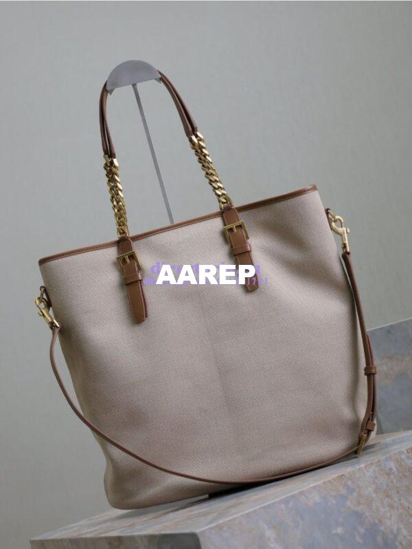Replica YSL Saint Laurent In Canvas And Vegetable-tanned Leather North-South 781302 Desert Dust And Brick 16