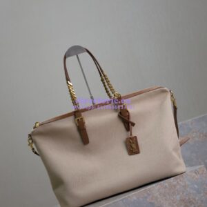 Replica YSL Saint Laurent In Canvas And Vegetable-tanned Leather East-West 773705 Desert Dust And Brick 2