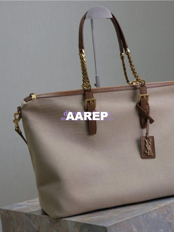 Replica YSL Saint Laurent In Canvas And Vegetable-tanned Leather East-West 773705 Desert Dust And Brick 7