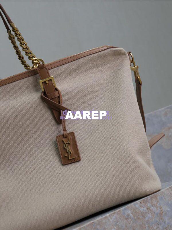 Replica YSL Saint Laurent In Canvas And Vegetable-tanned Leather East-West 773705 Desert Dust And Brick 9