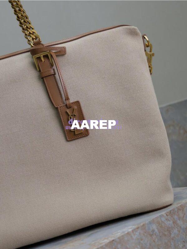 Replica YSL Saint Laurent In Canvas And Vegetable-tanned Leather East-West 773705 Desert Dust And Brick 10