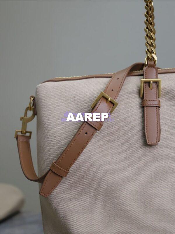 Replica YSL Saint Laurent In Canvas And Vegetable-tanned Leather East-West 773705 Desert Dust And Brick 11