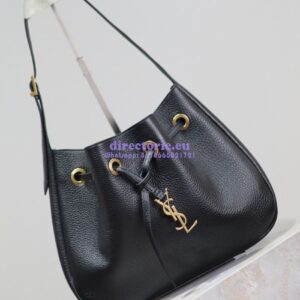 Replica YSL Saint Laurent Paris Vii Small Hobo In Deer Grained Leather 796626 Black 2