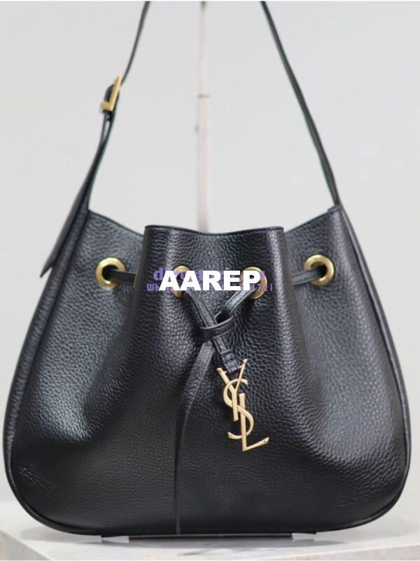 Replica YSL Saint Laurent Paris Vii Small Hobo In Deer Grained Leather 796626 Black 5