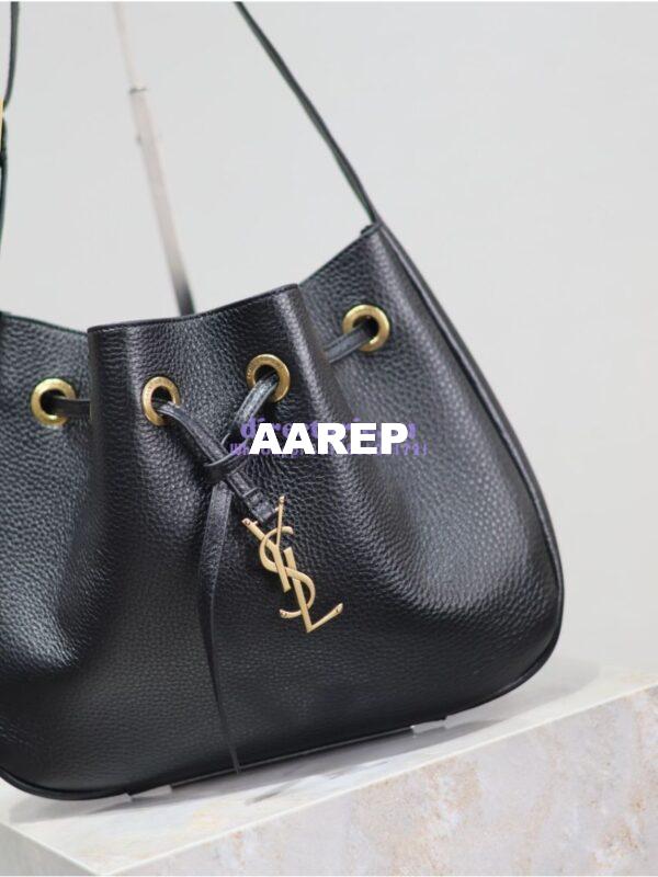 Replica YSL Saint Laurent Paris Vii Small Hobo In Deer Grained Leather 796626 Black 6