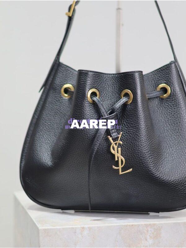 Replica YSL Saint Laurent Paris Vii Small Hobo In Deer Grained Leather 796626 Black 8