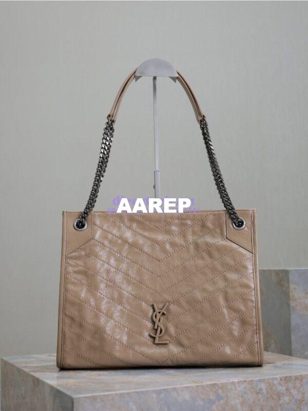 Replica Saint Laurent YSL Niki Medium Shopping Bag In Crinkled Vintage Leather 577999 Beige 3