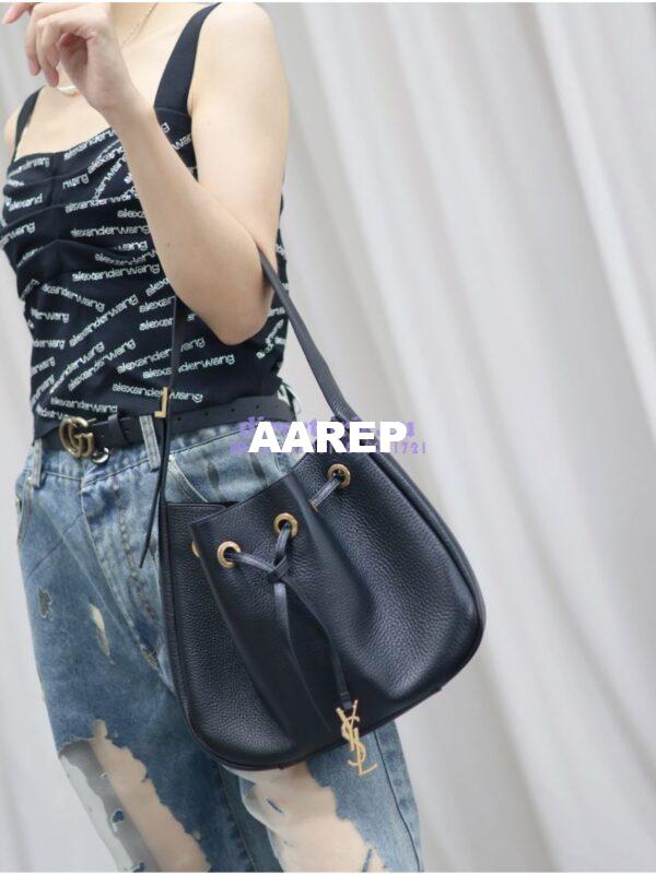 Replica YSL Saint Laurent Paris Vii Small Hobo In Deer Grained Leather 796626 Black 16