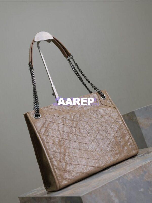 Replica Saint Laurent YSL Niki Medium Shopping Bag In Crinkled Vintage Leather 577999 Beige 15