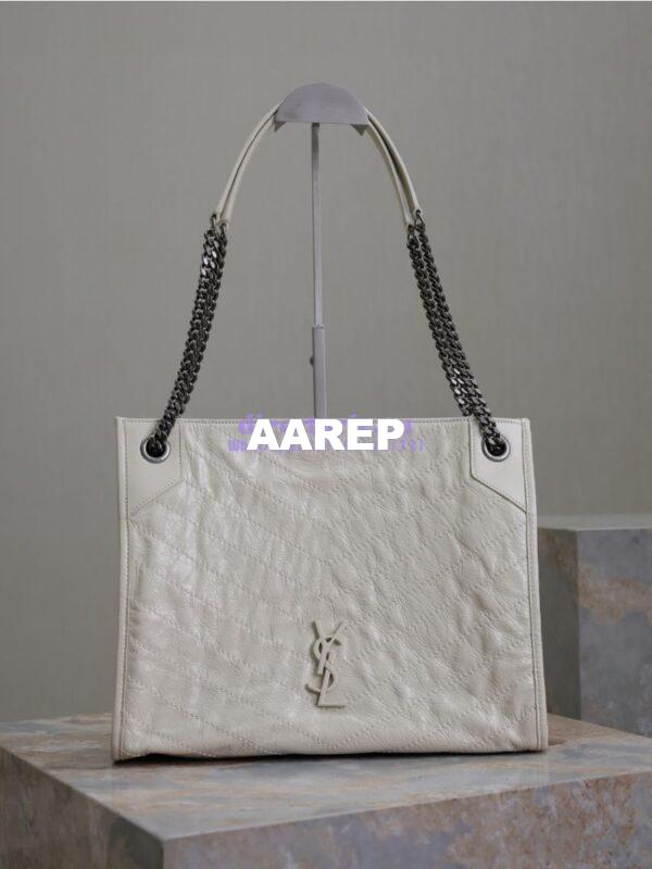 Replica Saint Laurent YSL Niki Medium Shopping Bag In Crinkled Vintage Leather 577999 Blanc 3