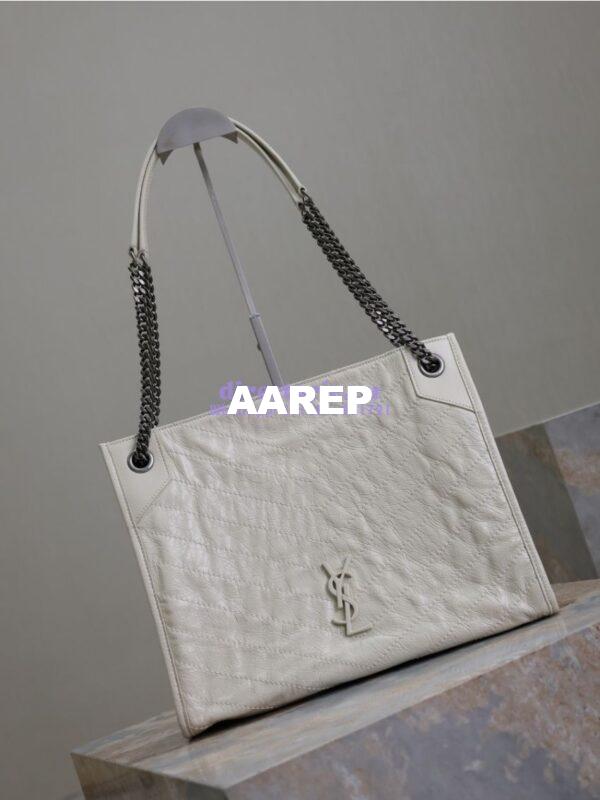 Replica Saint Laurent YSL Niki Medium Shopping Bag In Crinkled Vintage Leather 577999 Blanc 4