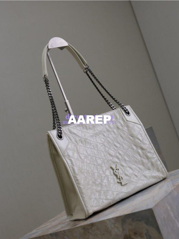 Replica Saint Laurent YSL Niki Medium Shopping Bag In Crinkled Vintage Leather 577999 Blanc 5