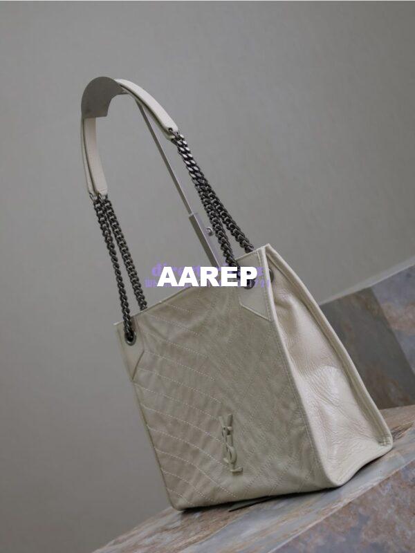 Replica Saint Laurent YSL Niki Medium Shopping Bag In Crinkled Vintage Leather 577999 Blanc 6
