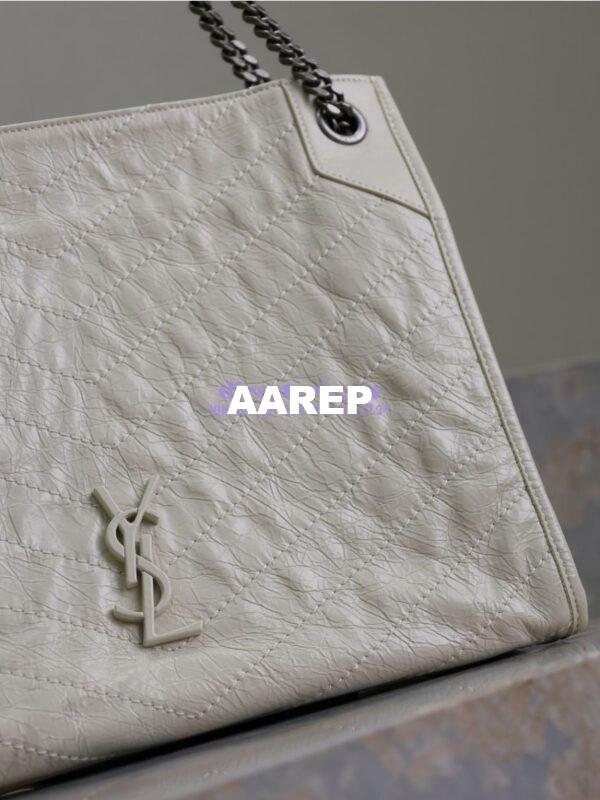Replica Saint Laurent YSL Niki Medium Shopping Bag In Crinkled Vintage Leather 577999 Blanc 8