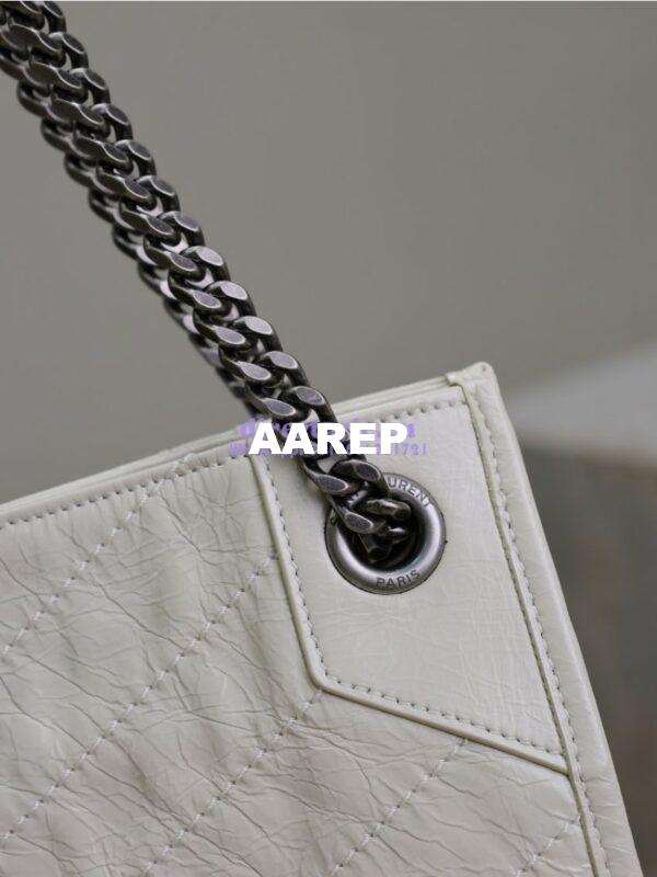Replica Saint Laurent YSL Niki Medium Shopping Bag In Crinkled Vintage Leather 577999 Blanc 10