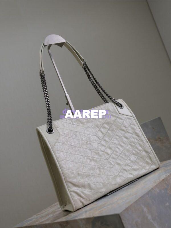 Replica Saint Laurent YSL Niki Medium Shopping Bag In Crinkled Vintage Leather 577999 Blanc 15