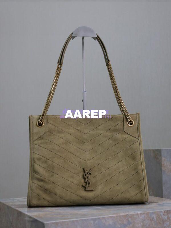 Replica YSL Saint Laurent Niki Medium Shopping In Suede 5779991 Barley Green 3