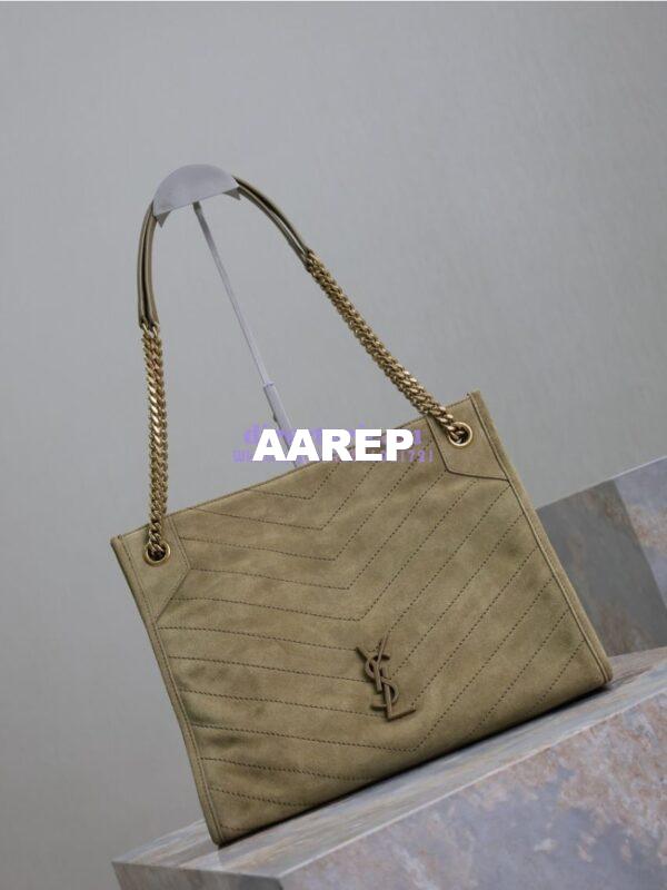 Replica YSL Saint Laurent Niki Medium Shopping In Suede 5779991 Barley Green 5