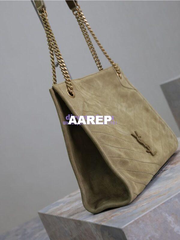 Replica YSL Saint Laurent Niki Medium Shopping In Suede 5779991 Barley Green 6