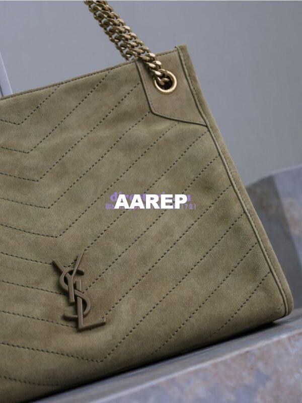Replica YSL Saint Laurent Niki Medium Shopping In Suede 5779991 Barley Green 8