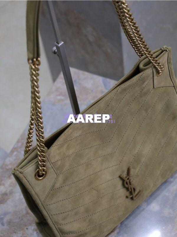 Replica YSL Saint Laurent Niki Medium Shopping In Suede 5779991 Barley Green 11