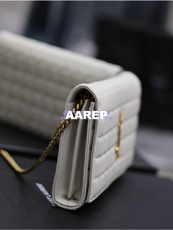 Replica YSL Saint Laurent Cassandre Matelassé Carré Chain Wallet In Lambskin 743364 Blanc 6
