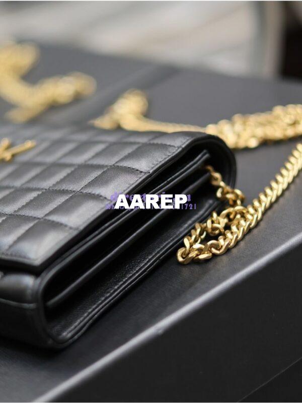 Replica YSL Saint Laurent Cassandre Matelassé Carré Chain Wallet In Lambskin 743364 Black 9