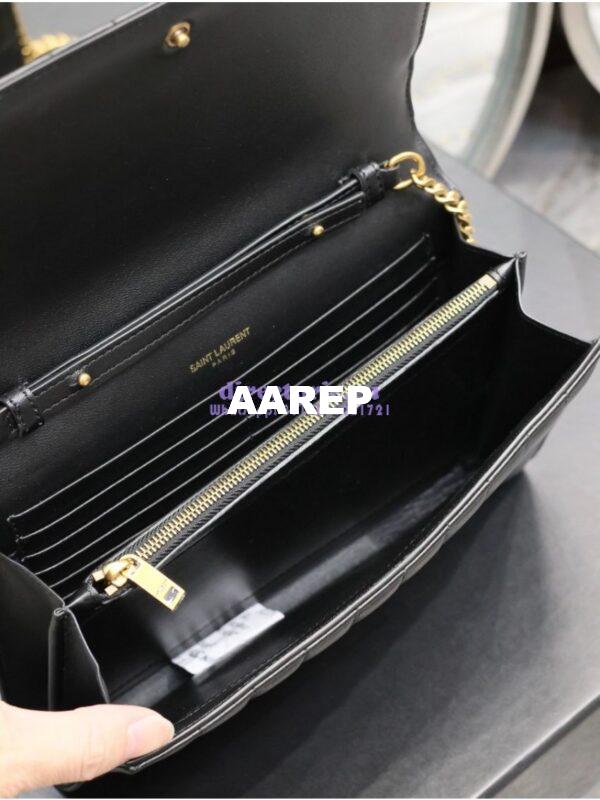 Replica YSL Saint Laurent Cassandre Matelassé Carré Chain Wallet In Lambskin 743364 Black 11