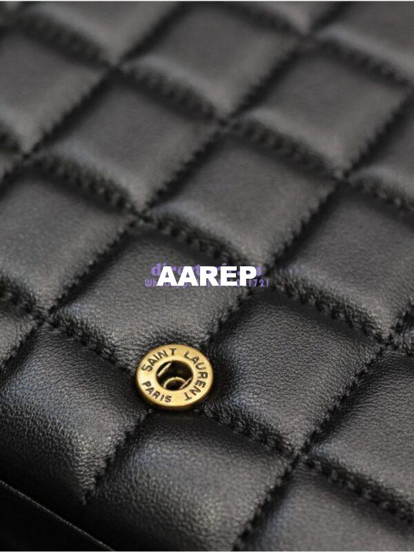 Replica YSL Saint Laurent Cassandre Matelassé Carré Chain Wallet In Lambskin 743364 Black 13