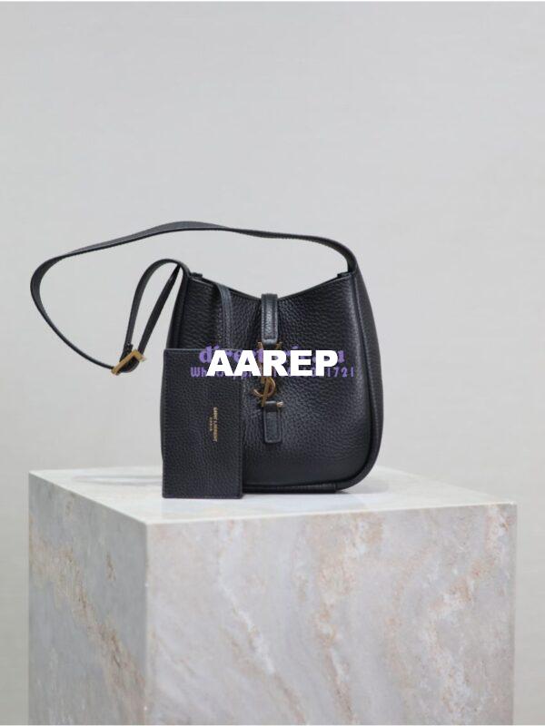 Replica YSL Saint Laurent Le 5 À 7 Supple Baby In Deer Grained Leather 809461 Black 3