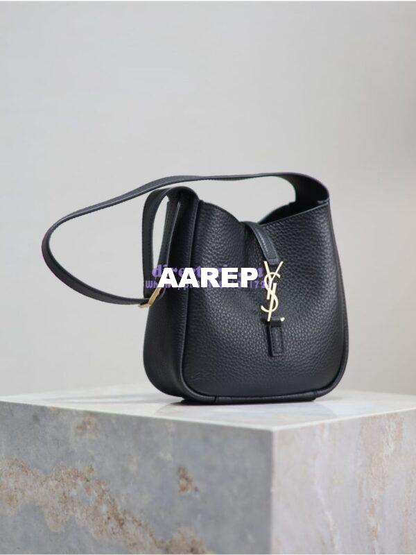 Replica YSL Saint Laurent Le 5 À 7 Supple Baby In Deer Grained Leather 809461 Black 4