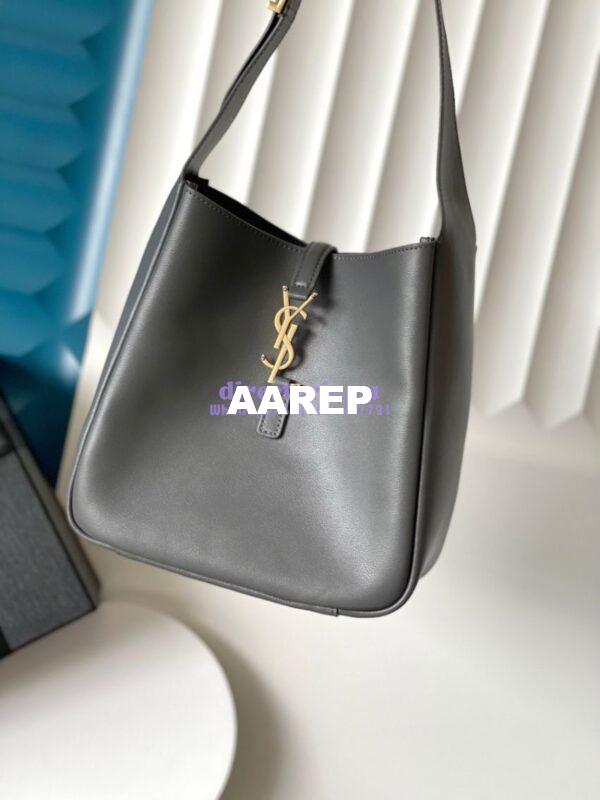 Replica YSL Saint Laurent Le 5 À 7 Supple Small In Grained Leather 713938 Grey