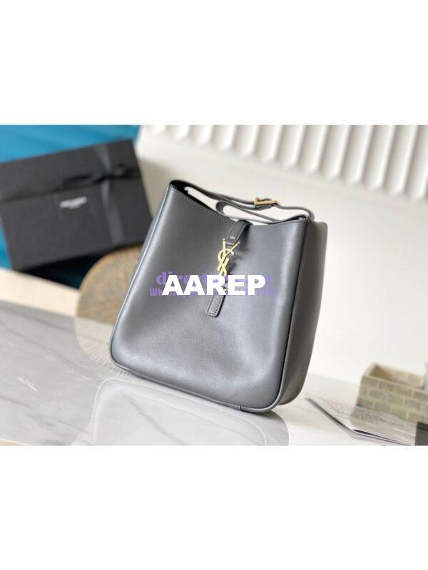 Replica YSL Saint Laurent Le 5 À 7 Supple Small In Grained Leather 713938 Grey 2