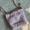 Replica Chanel Mini 22 Handbag Shiny Calfskin & Silver Metal AS3980 Light Grey