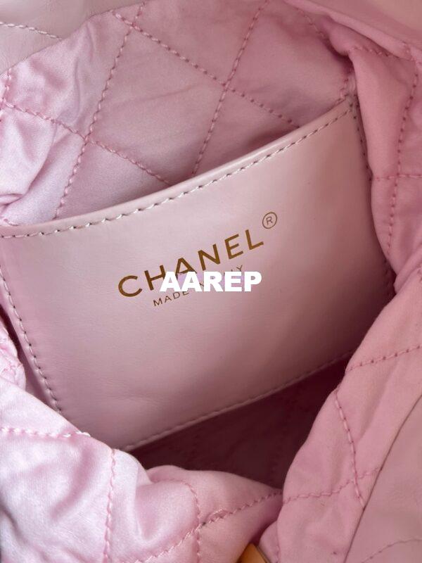 Replica Chanel Mini 22 Handbag Shiny Calfskin & Gold Metal AS3980 Light Pink 10