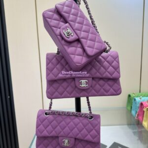Replica Chanel CF 1112 Classic Flap Bag Qulited Grainy Caviar with Silver Hardware in Yam