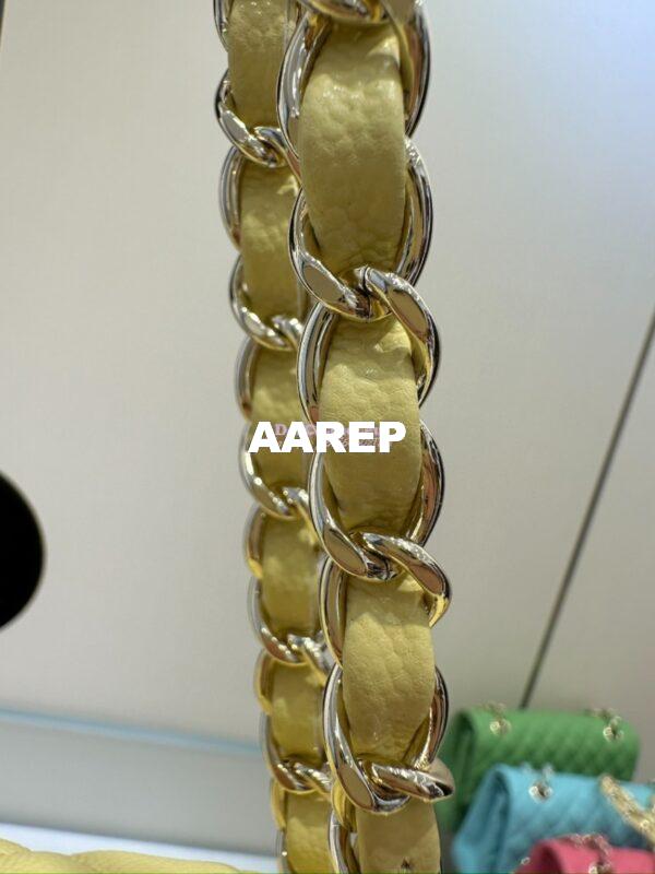 Replica Chanel CF 1112 Classic Flap Bag Qulited Grainy Caviar with Light Gold Hardware in Yellow 9