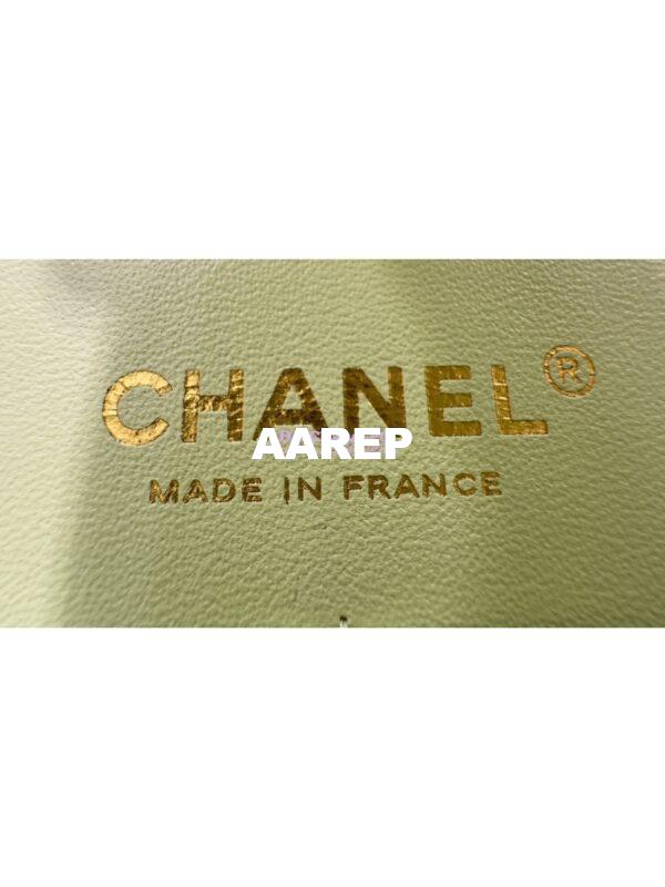Replica Chanel Small Classic Double Flap Bag in Light Gold Hardware 23cm Quilted Caviar Light Green 12