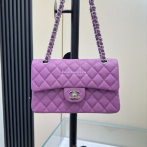 Replica Chanel Small Classic Double Flap Bag in Silver Hardware 23cm Quilted Caviar Yam