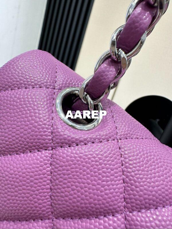 Replica Chanel Small Classic Double Flap Bag in Silver Hardware 23cm Quilted Caviar Yam 8