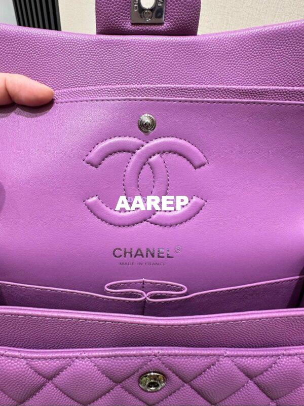 Replica Chanel Small Classic Double Flap Bag in Silver Hardware 23cm Quilted Caviar Yam 12