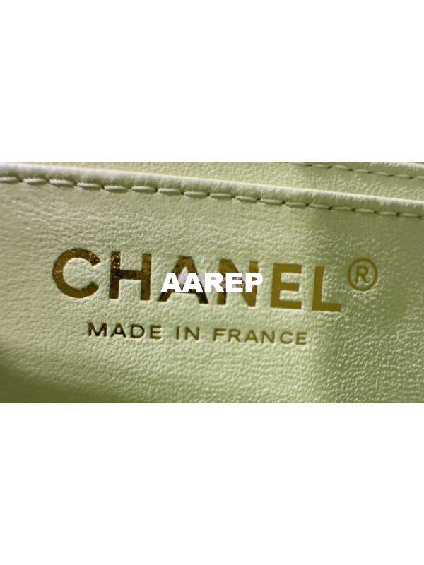 Replica Chanel Small Classic Flap CF Bag Quilted Caviar Shining Light Gold Hardware 20cm in Light Green 10