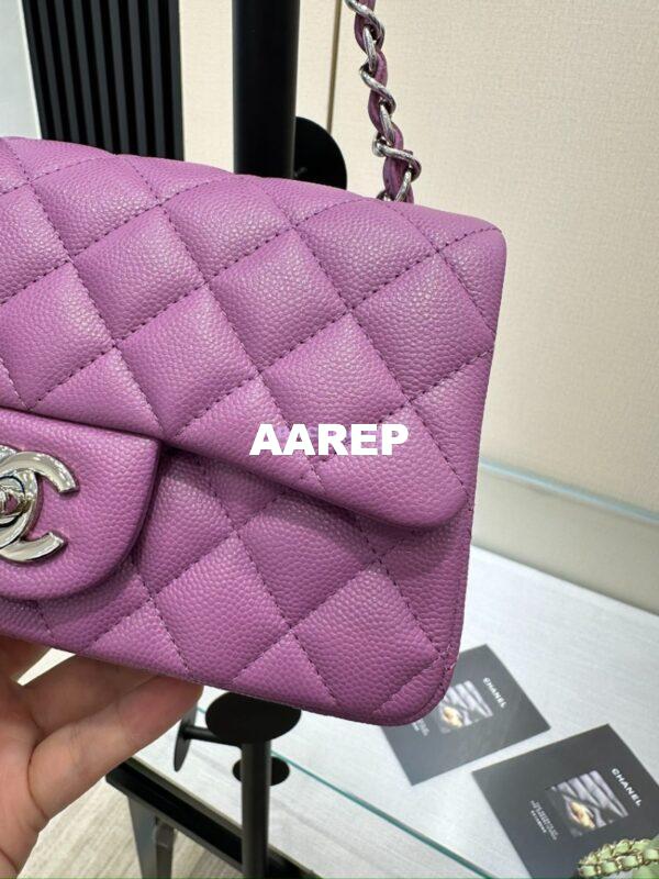Replica Chanel Small Classic Flap CF Bag Quilted Caviar silver Hardware 20cm in Yam 4