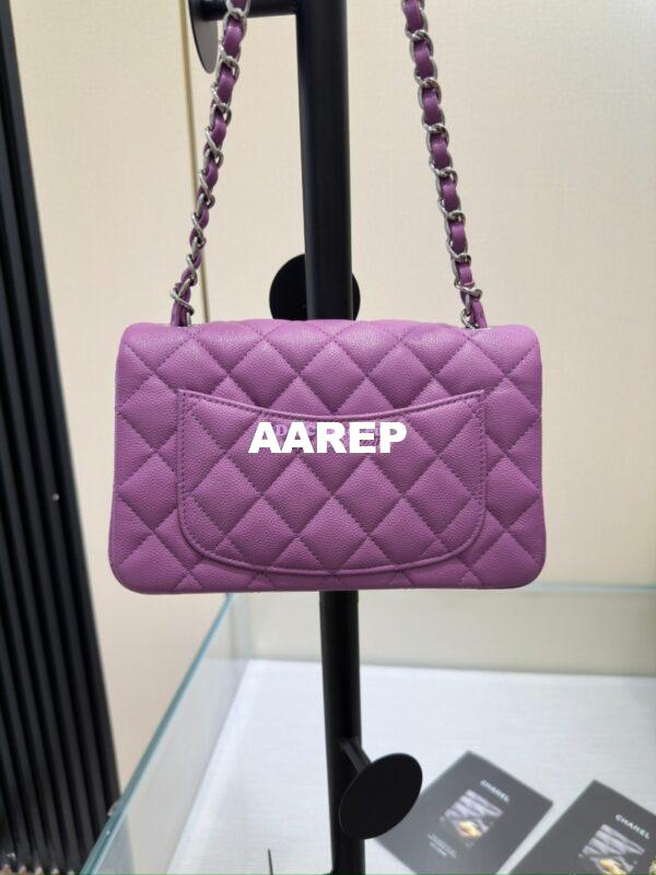 Replica Chanel Small Classic Flap CF Bag Quilted Caviar silver Hardware 20cm in Yam 11